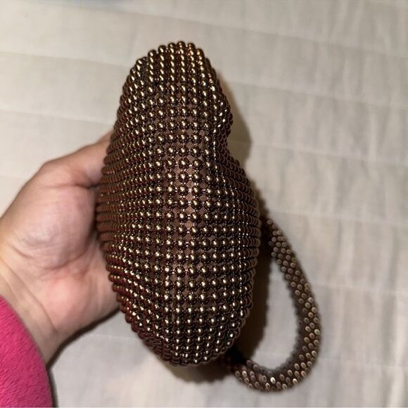 Shiny Brown Beaded Mini Hobo Bag - Picture 4 of 8